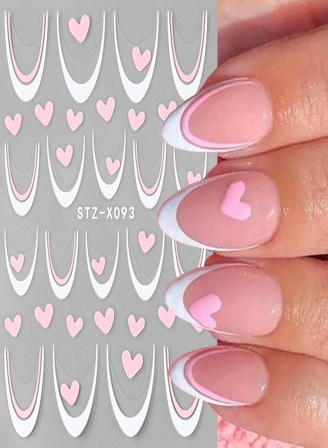 BSBTBZ 6PCS Valentine's Nail Art Stickers 3D Valentine Nail Decals Mini Red Heart Shaped Lrregular Love Stripe Design French Lines Nail Sticker Nail Tip Shiny Valentine's Romantic Hearts Manicure Accessories - Image 5